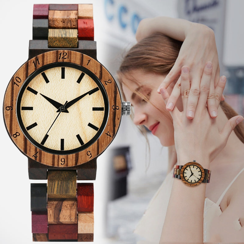 Colored Wood Quartz Casual Watch - WOMONA.COM