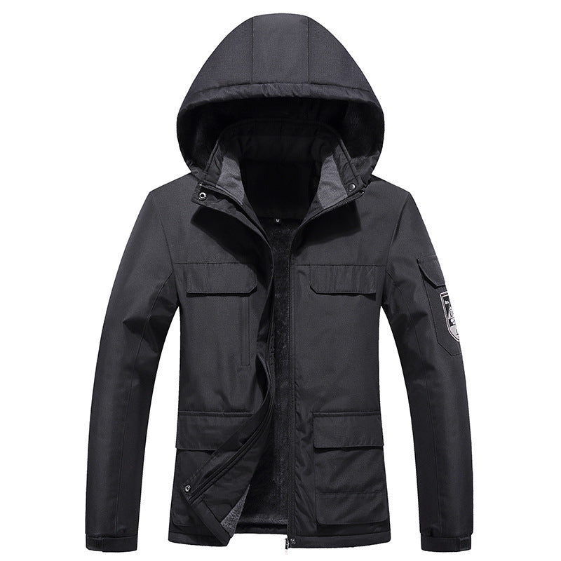 Outdoor Men's Plus Fleece Warm Cotton Jacket - WOMONA.COM