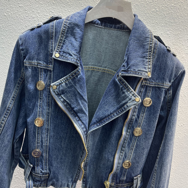 Popular Street Cool Button Denim Coat - WOMONA.COM