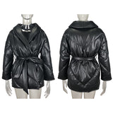 Winter Parkas For Women Loose Leather Coats - WOMONA.COM