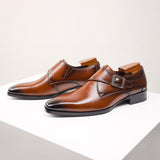 Zapatos de hombre con punta cuadrada, zapatos formales de negocios, zapatos de cuero, estilo británico para hombre