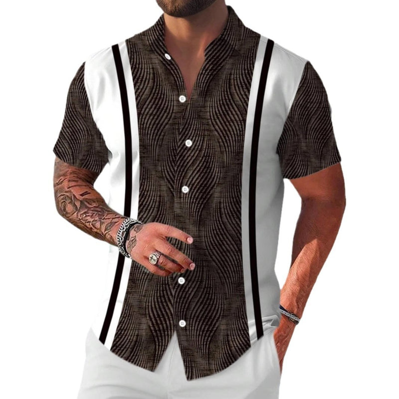 Camisa informal de manga corta con tendencia geométrica a la moda que combina con todo