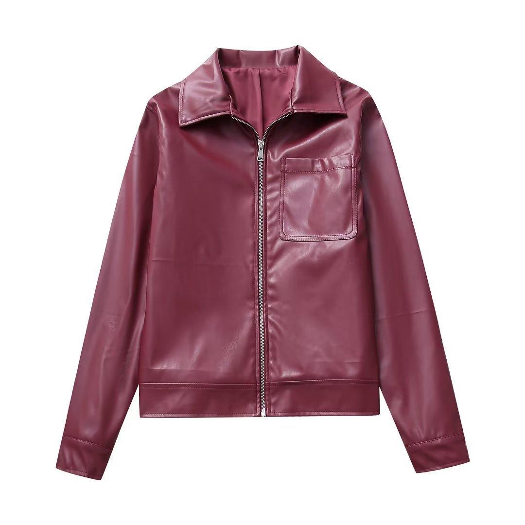 Cool And Wild Lapel Leather Jacket - WOMONA.COM