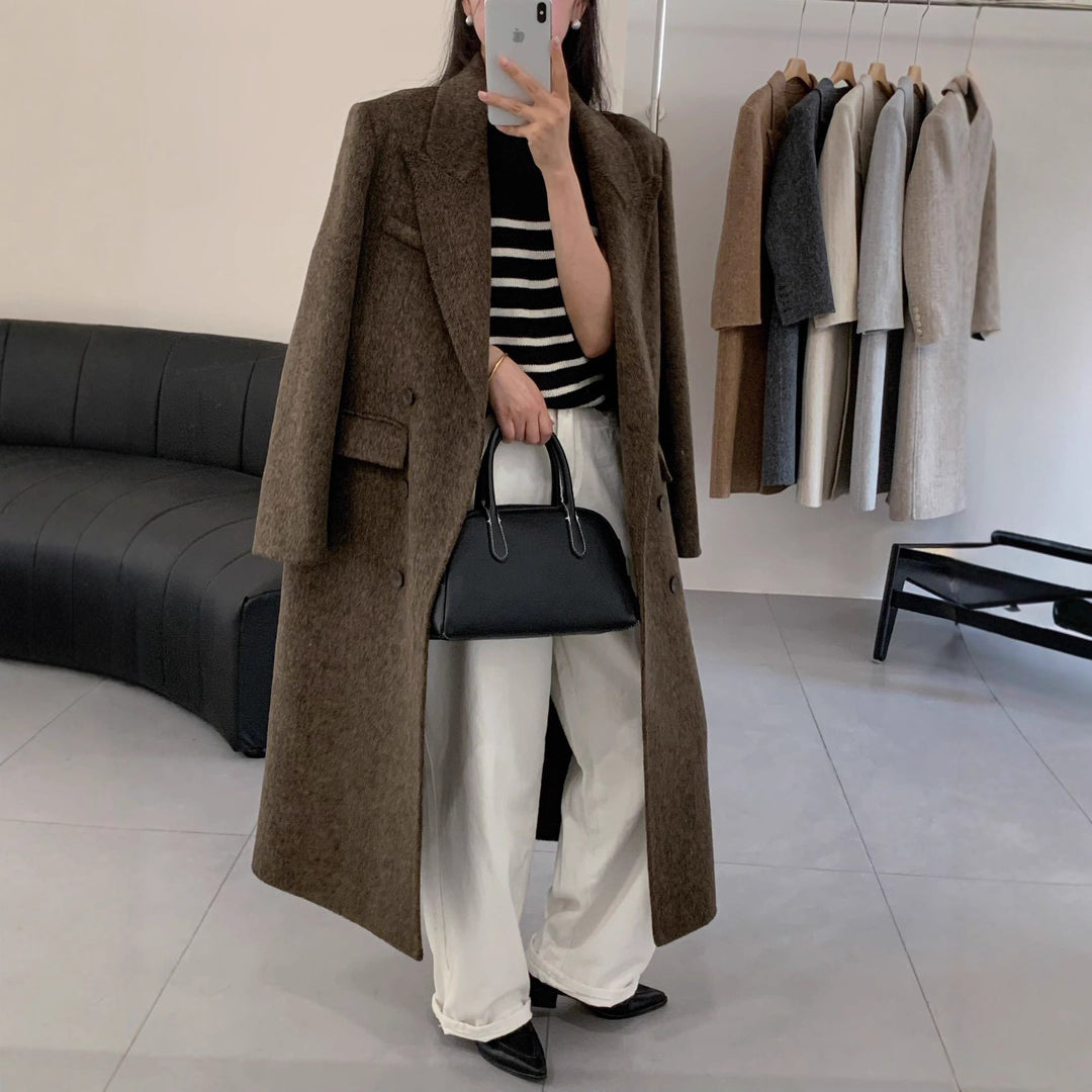 Women's extra-long double-faced wool coat