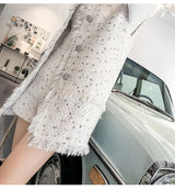 Small Fragrant Milk Fringed Tweed Suit Women's Self-cultivation - WOMONA.COM