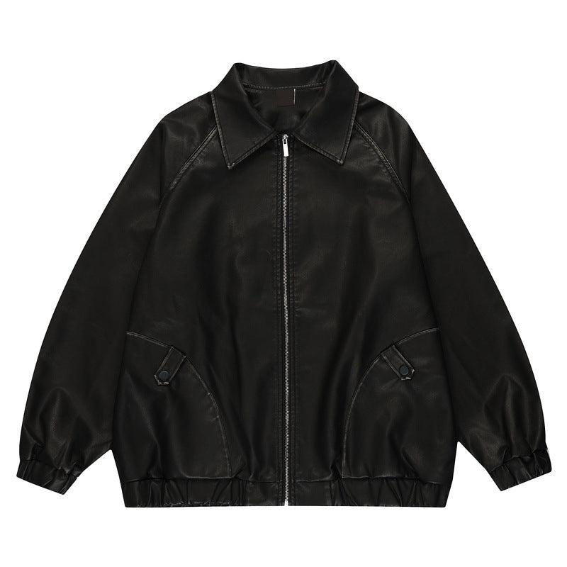 Men's PU Maillard Leather Coat - WOMONA.COM