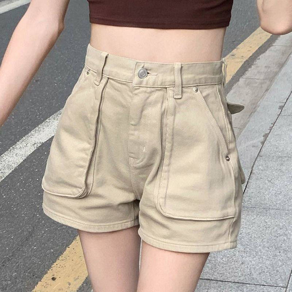 Summer Thin High Waist Slim Workwear Denim Shorts For Women