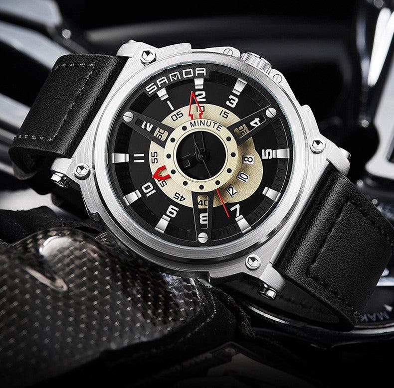 Sanda New Hollow Cool Creative Large Dial Belt Men's Quartz Watch - WOMONA.COM