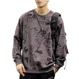 Cartoon Printed Sweater Men's Loose Round Neck