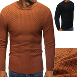 Fashion Plaid Pullover Crew Neck Sweater Knitwear