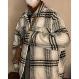 Simple Woolen Men's And Women's Loose Shirt Plaid Coat