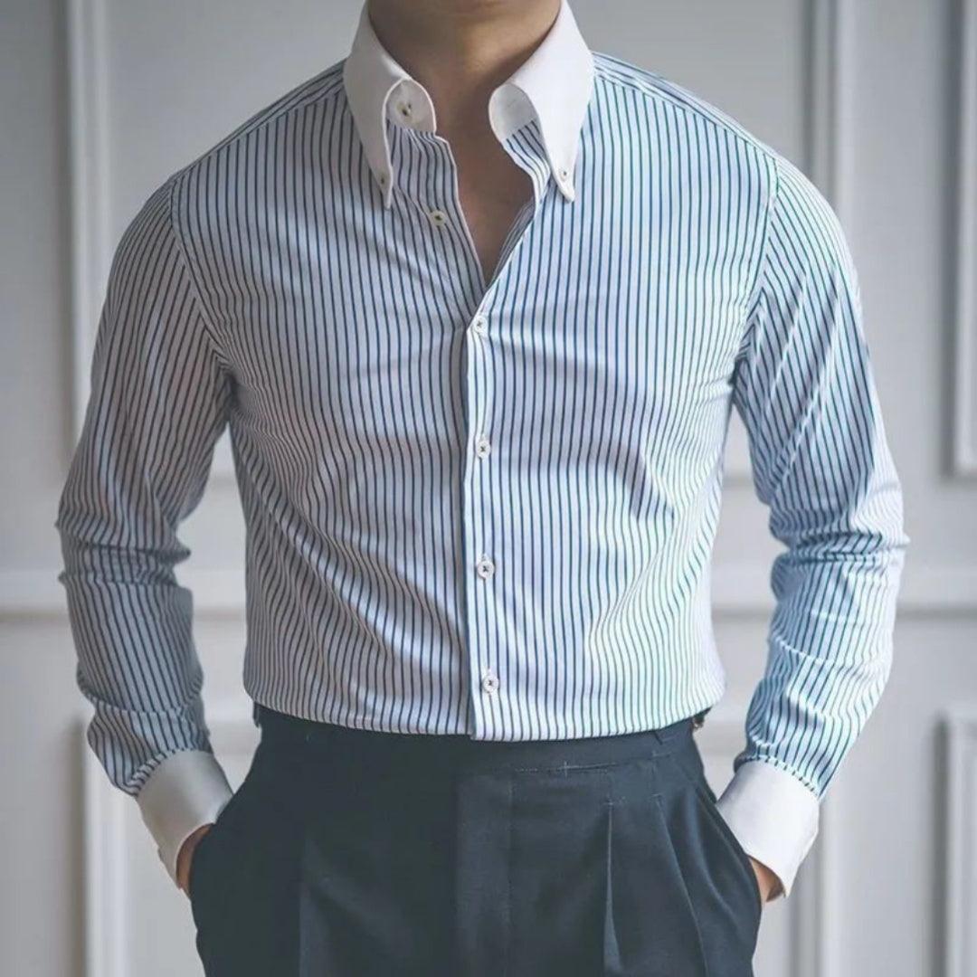 Men's Vintage Blue and White Striped Shirt