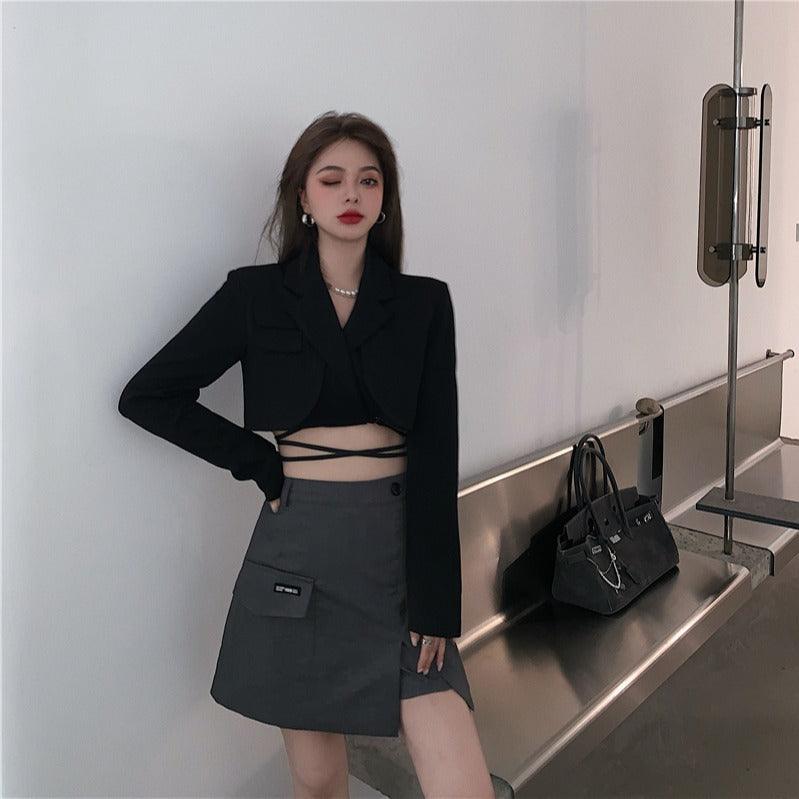 Women's Lace-Up Blazer and Skirt