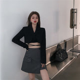 Design A Sweet And Cool Style Lace-up Small Suit - WOMONA.COM