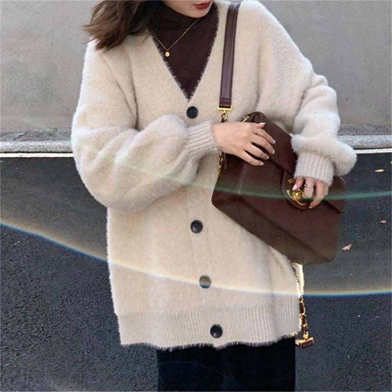 Korean Style Artificial Mink Fur Sweater Coat - WOMONA.COM