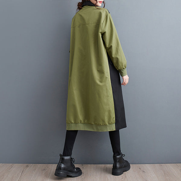 Double-layer Suit Collar Cardigan Trench Coat