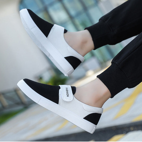 Canvas Flat Shoes Men Velcro Casual Sneakers - WOMONA.COM