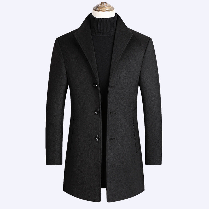 Casual Mid-length Woolen Coat - WOMONA.COM