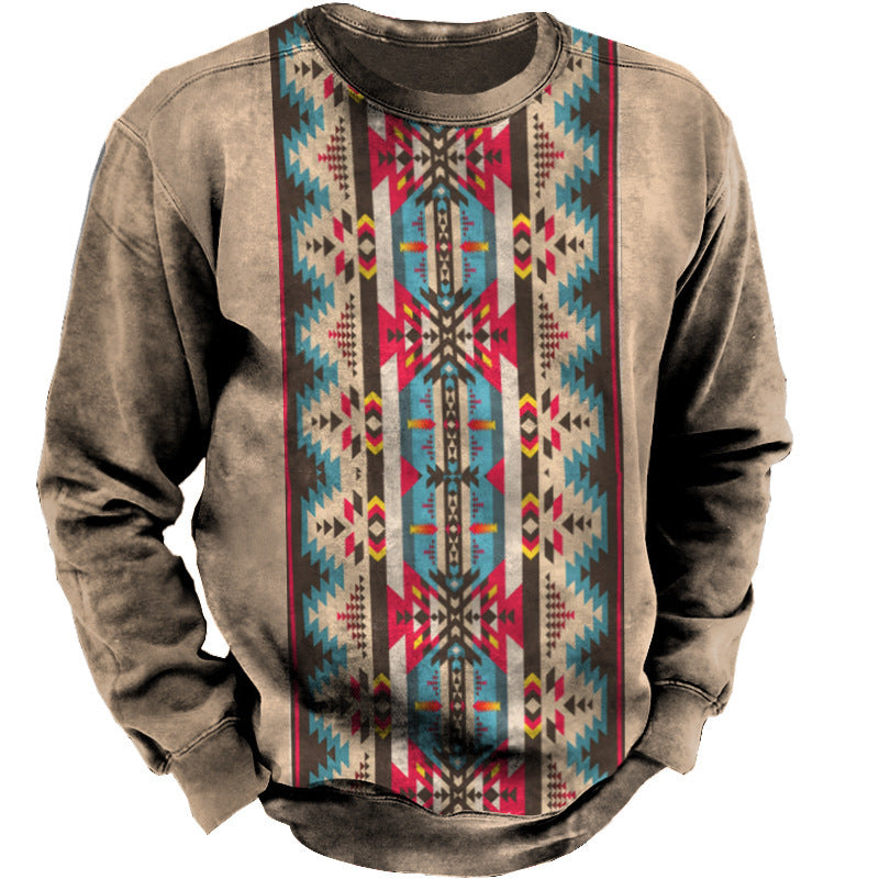 Crewneck Sweater Vintage Print Men - WOMONA.COM