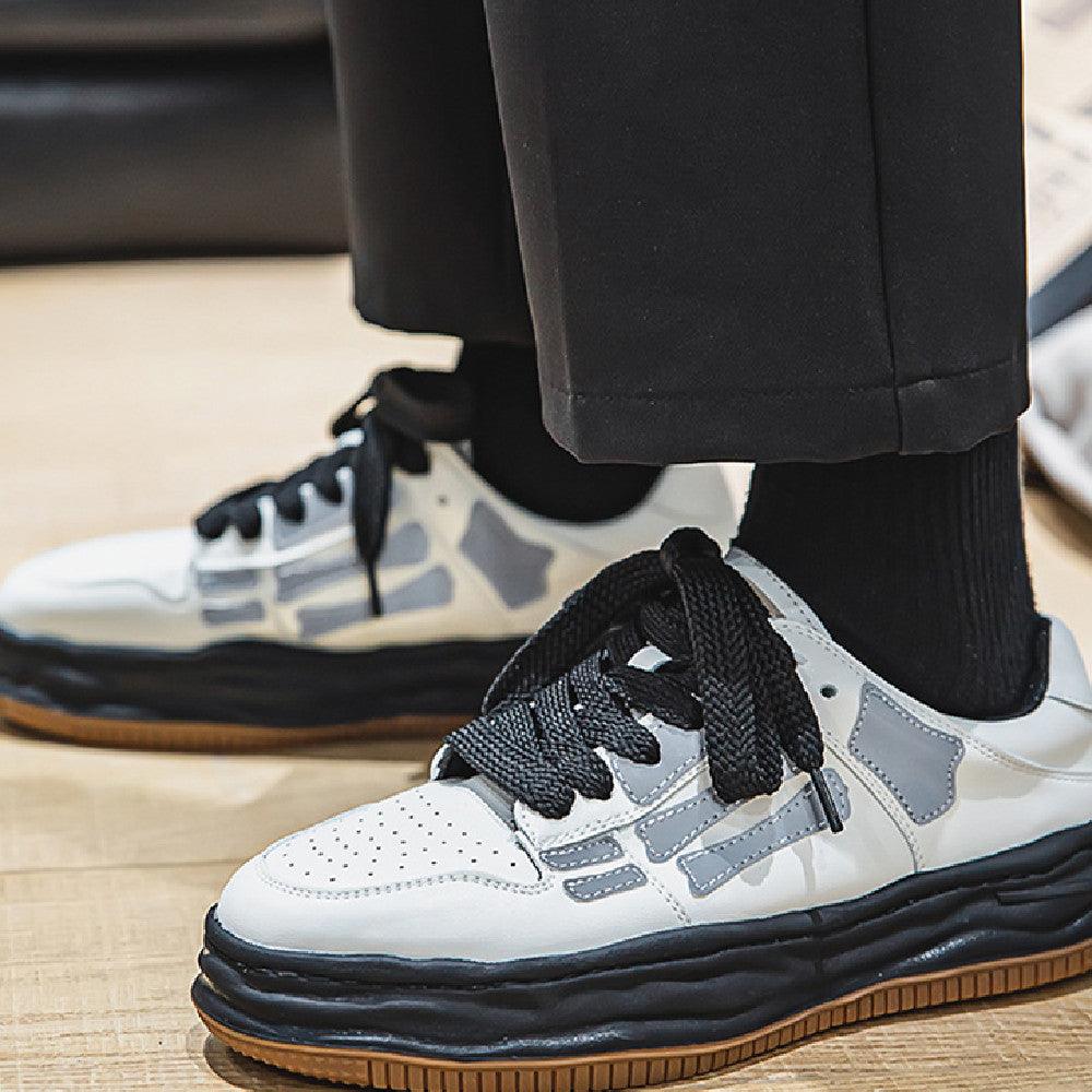 Reflective Bone Retro Platform Sneakers Men - WOMONA.COM