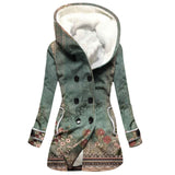 Winter Thickened Imitation Lamb Stitching Floral Hooded