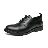 Zapatos de cuero de tres articulaciones para hombre, ropa formal de negocios, casual, de cabeza redonda