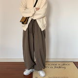 Quality Men's Casual Spring Plaid Retro Profile Trousers - WOMONA.COM