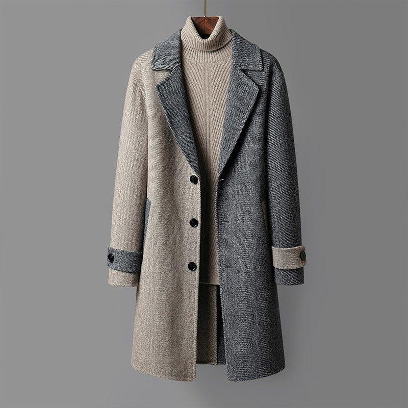 Men's Mid-length Woolen Coat Korean Style Loose - WOMONA.COM