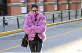 Fox Fur Slimming Stand Collar Splicing Coat - WOMONA.COM