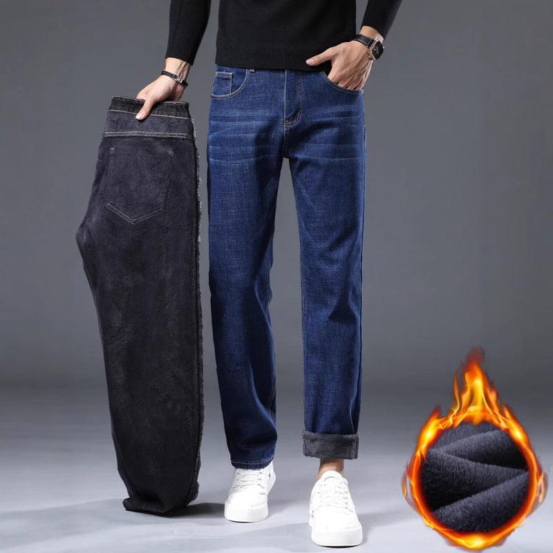 Men's Fleece-Lined Thick Straight Jeans