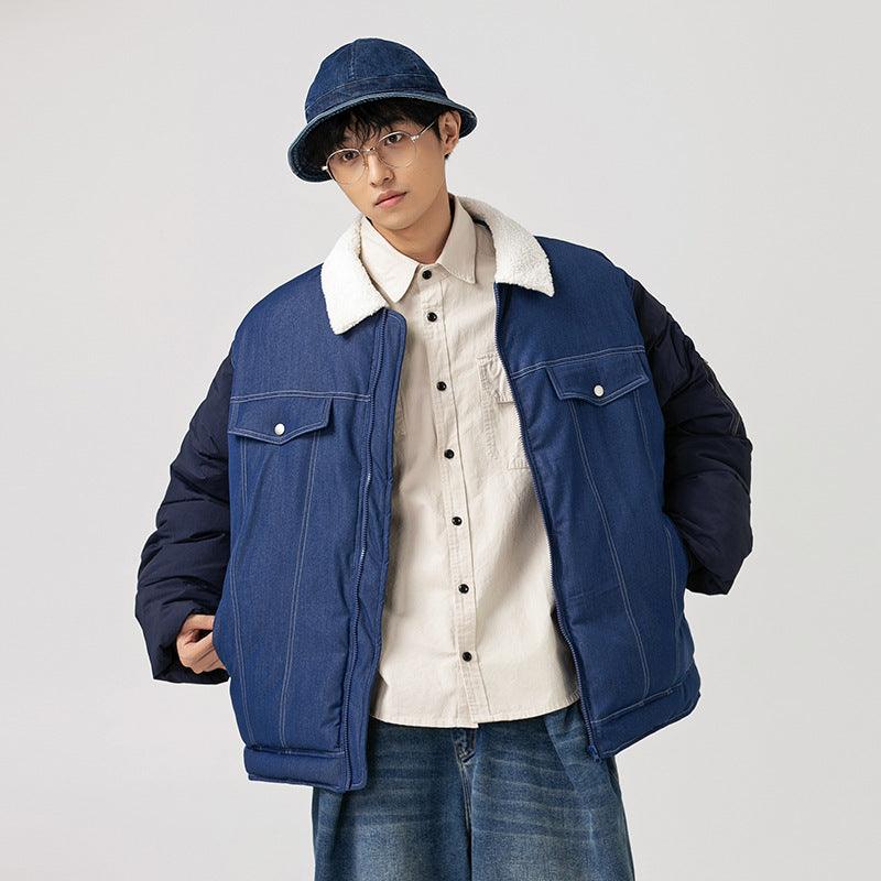 Denim Thickened Cotton Padded Coat Men - WOMONA.COM