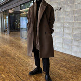 Double Breasted Woolen Coat Men's - WOMONA.COM