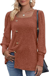 Women's Sunken Stripe Long-sleeved Top T-shirt - WOMONA.COM