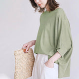 Japanese 6-color Cotton Batwing Sleeve Oversized Loose T-shirt For Women