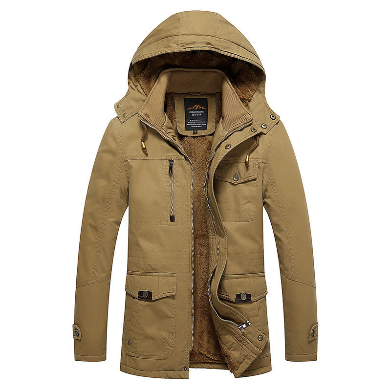 Men's Washed Cotton Fleece-Lined Jacket