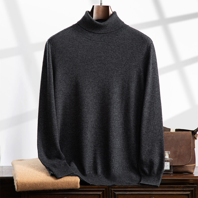 High Lapel Fall Winter Men Cashmere Casual Bottoming Shirt - WOMONA.COM