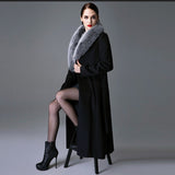 Real Fox Fur Collar Wool Overcoat Super Long Waist - WOMONA.COM