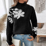 Jacquard-Pullover in Kontrastfarbe