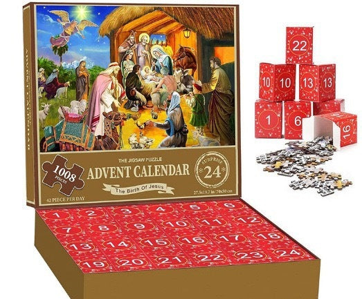 Nuevo rompecabezas de calendario de adviento navideño de 24 cajas