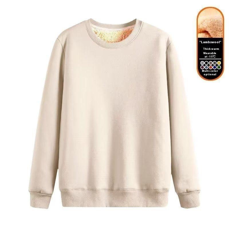 Men's Warm Lambskin Round Neck Hoodie - WOMONA.COM