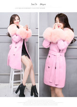 Big Fur Collar Warm Mid-length With Belt Coat