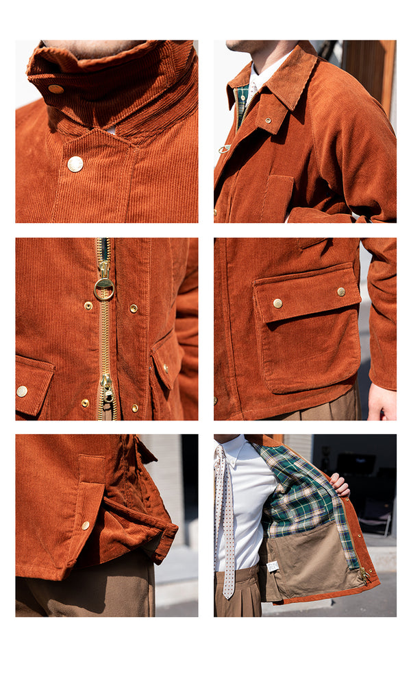 Vintage Corduroy Jacket Multi-bag For Men - WOMONA.COM