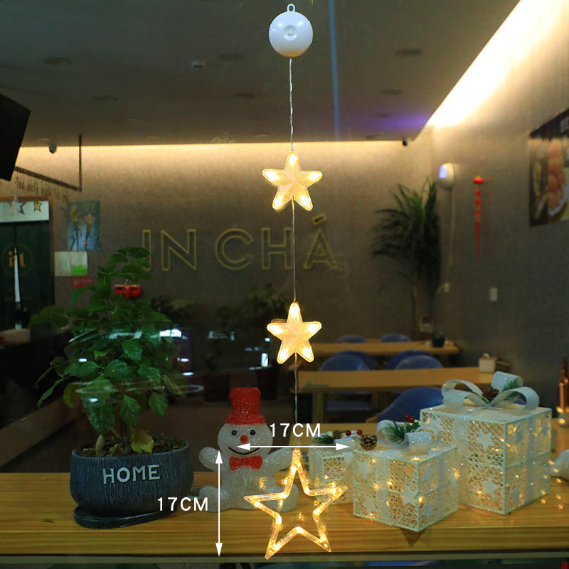 Christmas 3pcs LED Light Star Xmas Tree Hanging Sucker Lamp