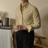 Slim Fitting Coffee Striped Shirt For Men - WOMONA.COM