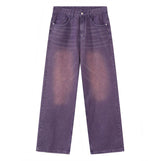 Retro Gradient Purple Loose Wide-leg Jeans For Men And Women - WOMONA.COM