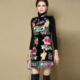 New Thickened Sleeveless Embroidery Mid-length Cheongsam - WOMONA.COM