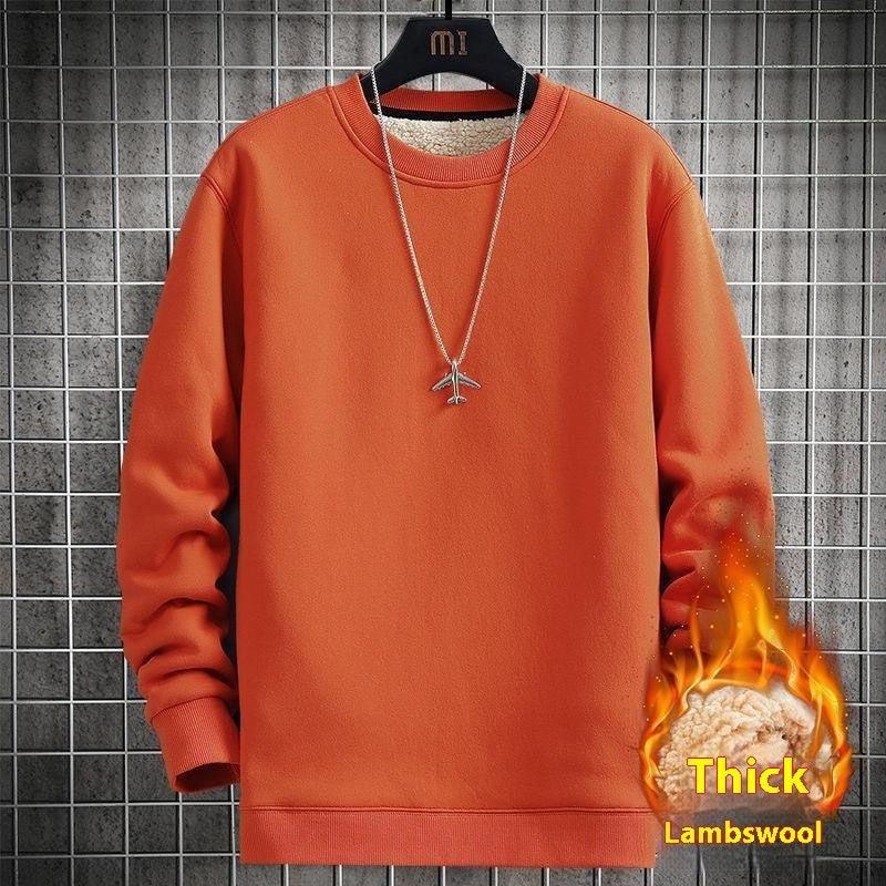 Men's Warm Lambskin Round Neck Hoodie - WOMONA.COM