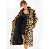 Plus Size Leopard Fur Coat Long Faux Mink Fleece