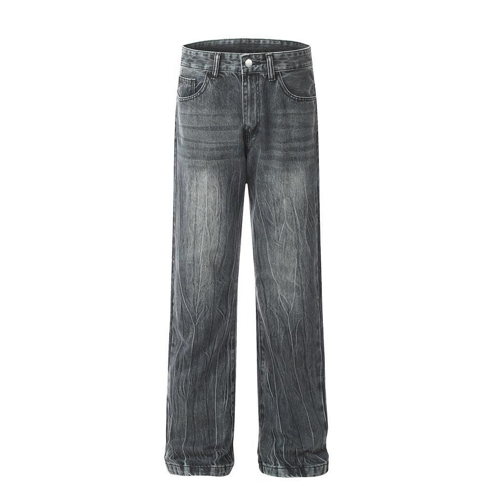 Men's Marble Pattern Washed And Worn Jeans - WOMONA.COM