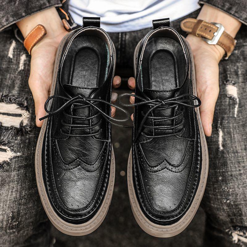 Casual Breathable Versatile And Trendy British Leather Board Shoes - WOMONA.COM